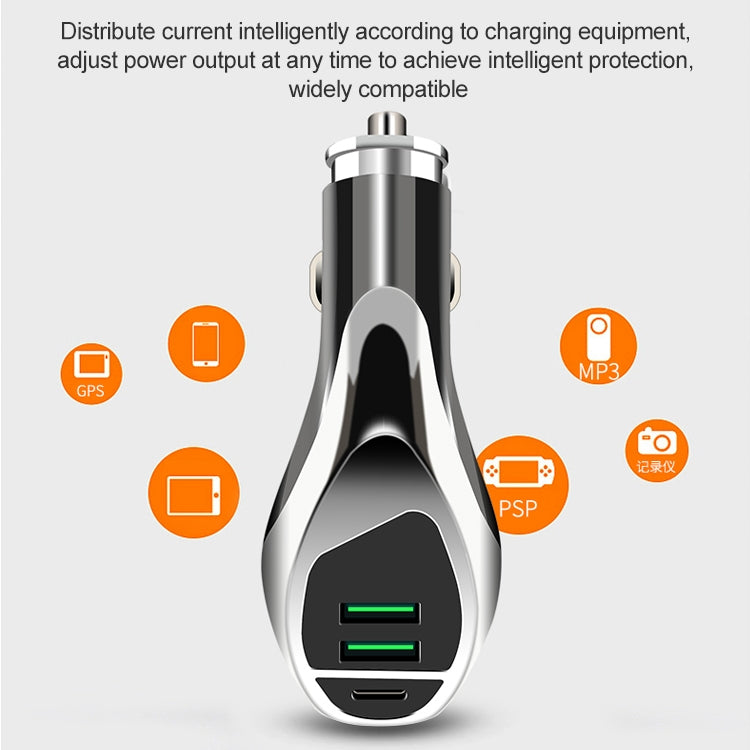 WLX-K1 QC3.0 Dual USB + Type-C Triple Car Charger