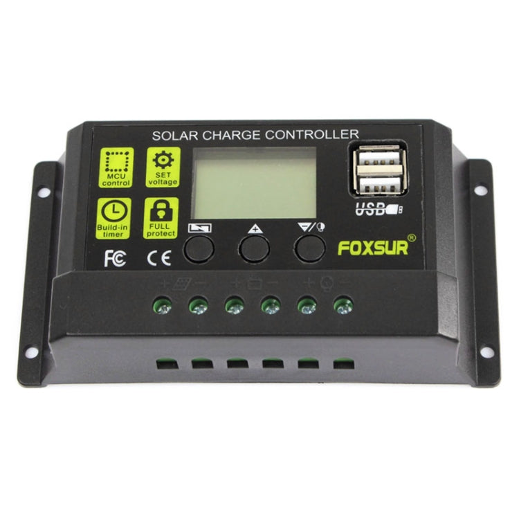 FOXSUR 20A Solar Charge Controller 12V / 24V Automatic Identification Controller, 20A