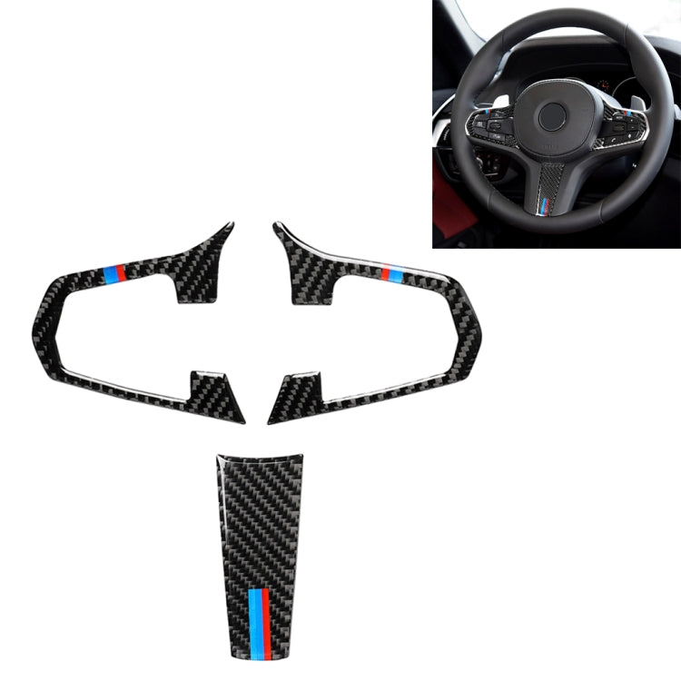 3 in 1 Car Carbon Fiber Tricolor Steering Wheel Button Decorative Sticker for BMW 5 Series G30 X3 G01, Left and Right Drive Universal, For BMW 5 Series G30 X3 G01(Tricolor)