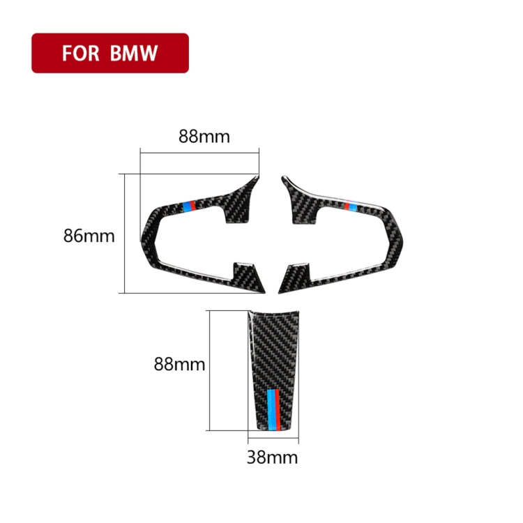 3 in 1 Car Carbon Fiber Tricolor Steering Wheel Button Decorative Sticker for BMW 5 Series G30 X3 G01, Left and Right Drive Universal, For BMW 5 Series G30 X3 G01(Tricolor)