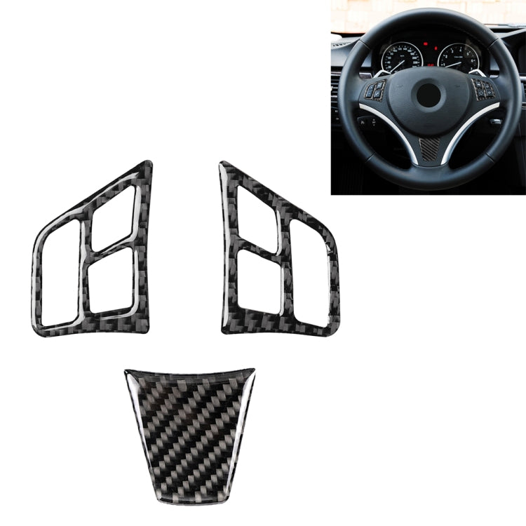 3 in 1 Car Carbon Fiber Solid Color Steering Wheel Button Decorative Sticker for BMW 3 Series E90 2005-2012, Left and Right Drive Universal, For BMW 3 Series E90 2005-2012