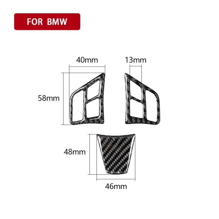 3 in 1 Car Carbon Fiber Solid Color Steering Wheel Button Decorative Sticker for BMW 3 Series E90 2005-2012, Left and Right Drive Universal, For BMW 3 Series E90 2005-2012