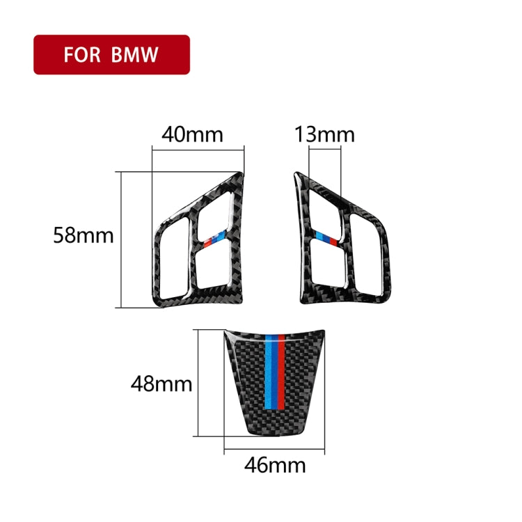 3 in 1 Car Carbon Fiber Tricolor Color Steering Wheel Button Decorative Sticker for BMW 3 Series E90 2005-2012, Left and Right Drive Universal, For BMW 3 Series E90 2005-2012(Tricolor,A)