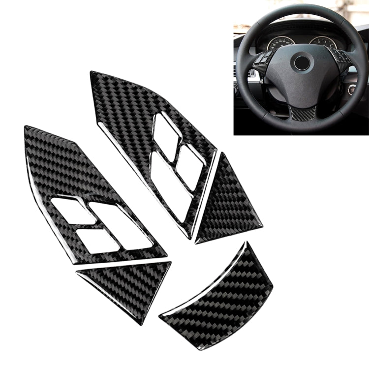 5 in 1 Car Carbon Fiber Solid Color Steering Wheel Button Decorative Sticker for BMW 5 Series E60 2004-2010, Left and Right Drive Universal, For BMW 5 Series E60 2004-2010