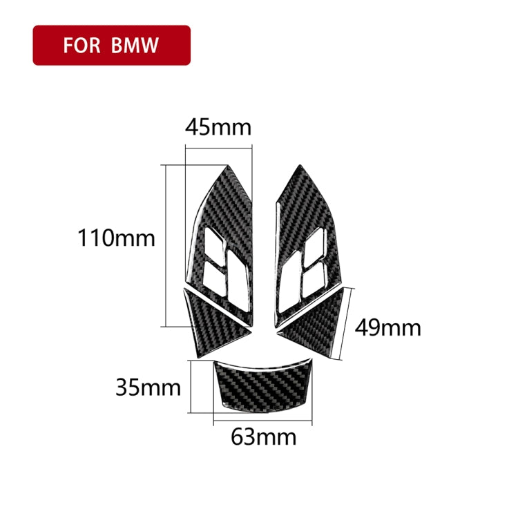 5 in 1 Car Carbon Fiber Solid Color Steering Wheel Button Decorative Sticker for BMW 5 Series E60 2004-2010, Left and Right Drive Universal, For BMW 5 Series E60 2004-2010