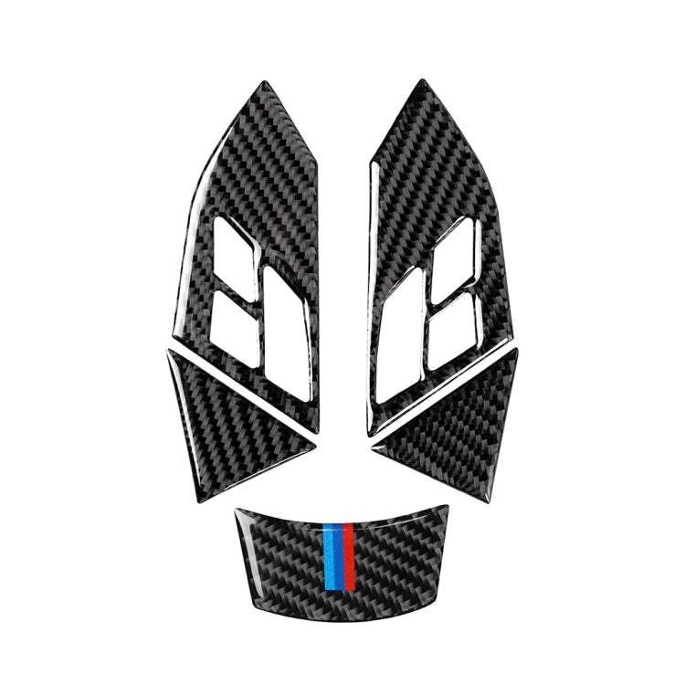 5 in 1 Car Carbon Fiber Tricolor Steering Wheel Button Decorative Sticker for BMW 5 Series E60 2004-2010, Left and Right Drive Universal, For BMW 5 Series E60 2004-2010(Tricolor)