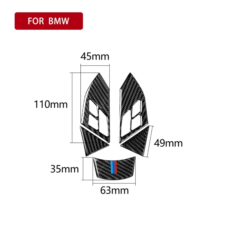 5 in 1 Car Carbon Fiber Tricolor Steering Wheel Button Decorative Sticker for BMW 5 Series E60 2004-2010, Left and Right Drive Universal, For BMW 5 Series E60 2004-2010(Tricolor)