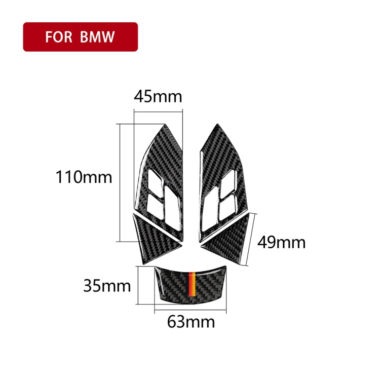 5 in 1 Car Carbon Fiber Germany Color Steering Wheel Button Decorative Sticker for BMW 5 Series E60 2004-2010, Left and Right Drive Universal, For BMW 5 Series E60 2004-2010(Germany Color)