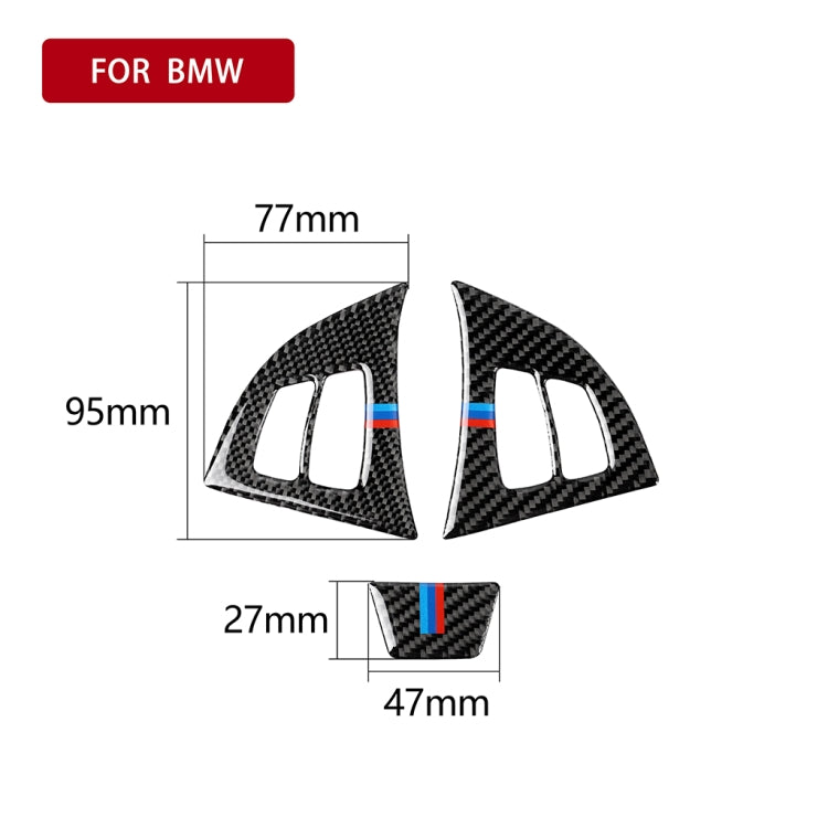 3 in 1 Car Carbon Fiber Tricolor Steering Wheel Button Decorative Sticker for BMW E70 2008-2013 X5, Left and Right Drive Universal, For BMW E70 2008-2013 X5(Tricolor)