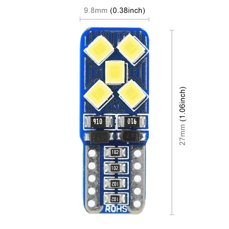 2 PCS T10 / W5W / 168 DC12V 1.8W 6000K 130LM 10LEDs SMD-2835 Car Reading Lamp Clearance Light, with Decoder, 10LEDs SMD-2835