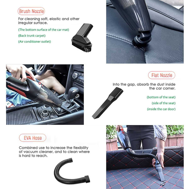 Car Wired Portable 120W Handheld Powerful Vacuum Cleaner with LED Light Cable Length: 5m, Wired with Light
