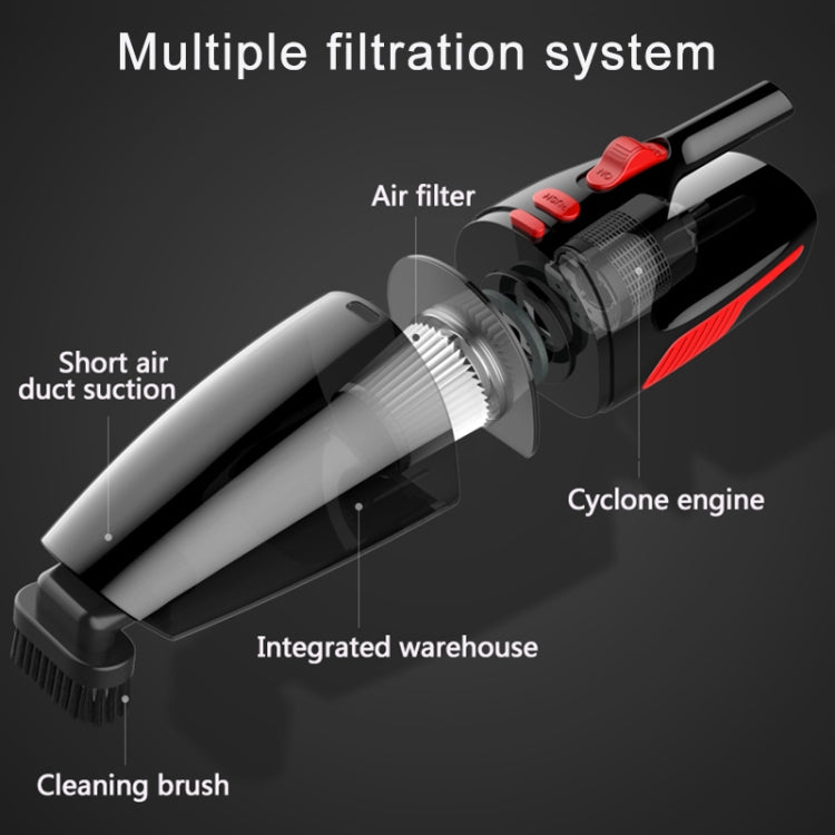 Car Wired Portable 120W Handheld Powerful Vacuum Cleaner with LED Light Cable Length: 5m, Wired with Light