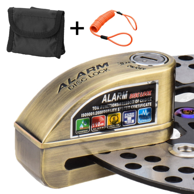 Motorcycles / Bicycle Anti-theft Lock Alarm Disc Brakes Lock with Cable and Bag, 8307 (Bronze)