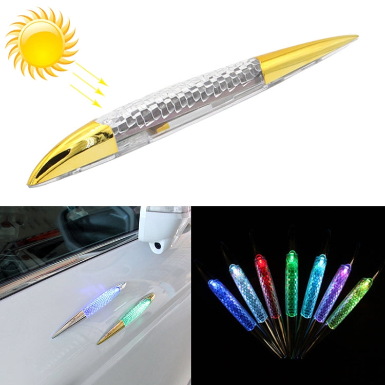 Car Solar Shark Gill Warning Lights Car Door Anti-collision Rear-end Collision LED Dlashing Lamp, Mode: Constant Bright + Flashing, Constant Bright + Flashing (Gold)
