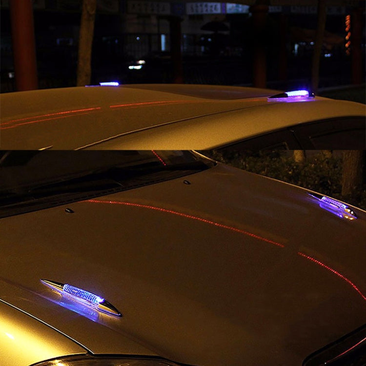 Car Solar Shark Gill Warning Lights Car Door Anti-collision Rear-end Collision LED Dlashing Lamp, Mode: Constant Bright + Flashing, Constant Bright + Flashing (Gold)