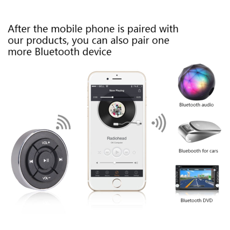 BT005 Car Wireless Bluetooth Controller Mobile Phone Multimedia Multi-functional Steering Wheel Remote Controller, BT005