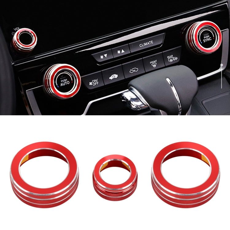 3 PCS Car Metal Air Conditioner Knob Case for Honda CR-V 2017, For Honda CR-V 2017 (Red), For Honda CR-V 2017 (Blue)