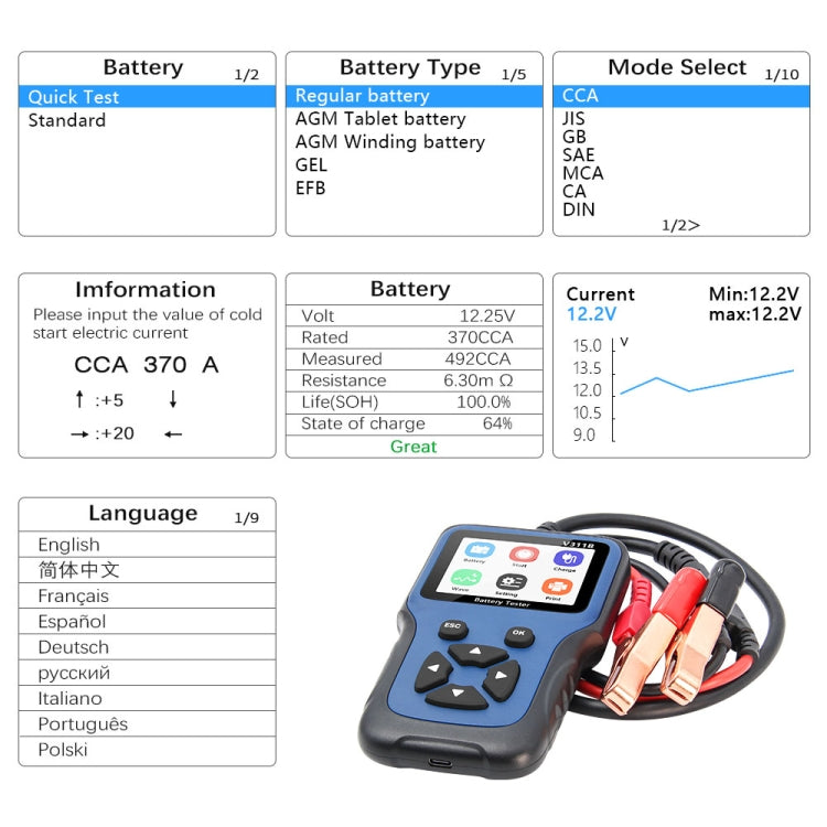 V311B Car 12V Handheld Battery Tester, V311B