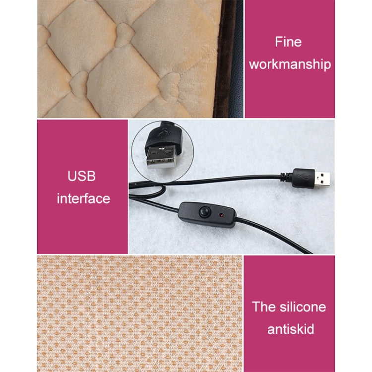 Car USB Seat Heater Cushion Warmer Cover Winter Heated Warm Mat, Style: Heart Shape, Heart Shape (Black), Heart Shape (Coffee), Heart Shape (Beige), Heart Shape (Red)