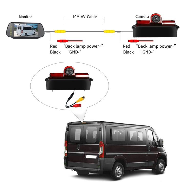 PZ467 Car Waterproof 170 Degree Brake Light View Camera + 7 inch Rearview Monitor for Chevrolet, PZ467 + 7 inch Rearview Monitor