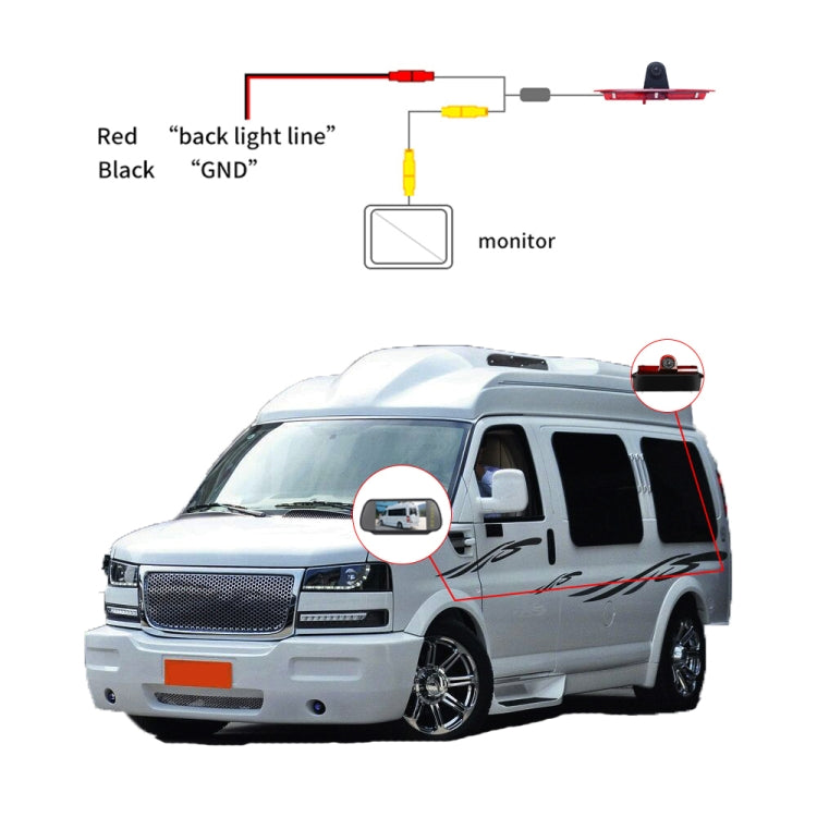 PZ467 Car Waterproof 170 Degree Brake Light View Camera + 7 inch Rearview Monitor for Chevrolet, PZ467 + 7 inch Rearview Monitor
