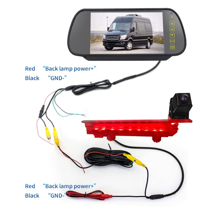 PZ470 Car Waterproof 170 Degree Brake Light View Camera + 7 inch Rearview Monitor for Volkswagen T5 / T6 2010-2017, PZ470 + 7 inch Rearview Monitor
