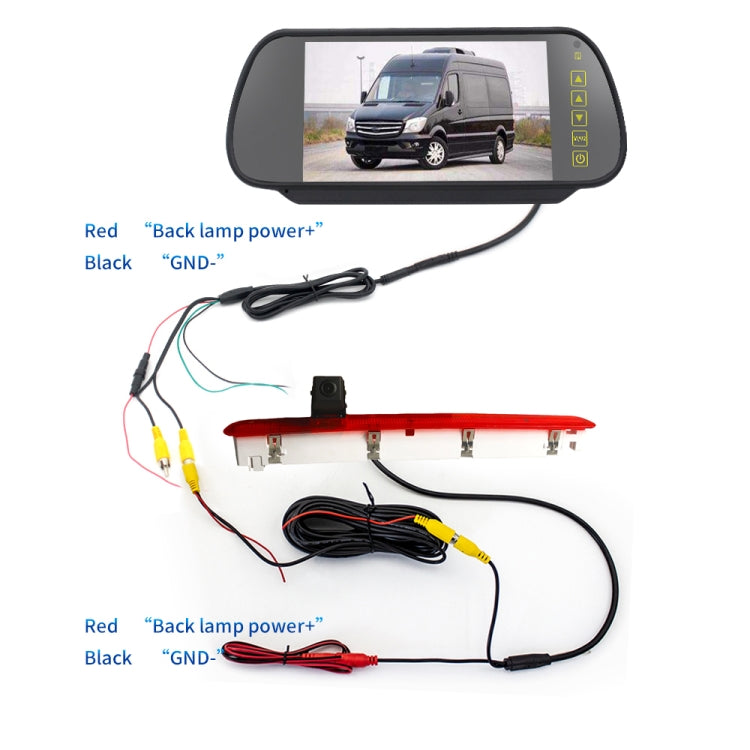 PZ473 Car Waterproof 170 Degree Brake Light View Camera + 7 inch Rearview Monitor for Volkswagen T6 Single Door, PZ473 + 7 inch Rearview Monitor