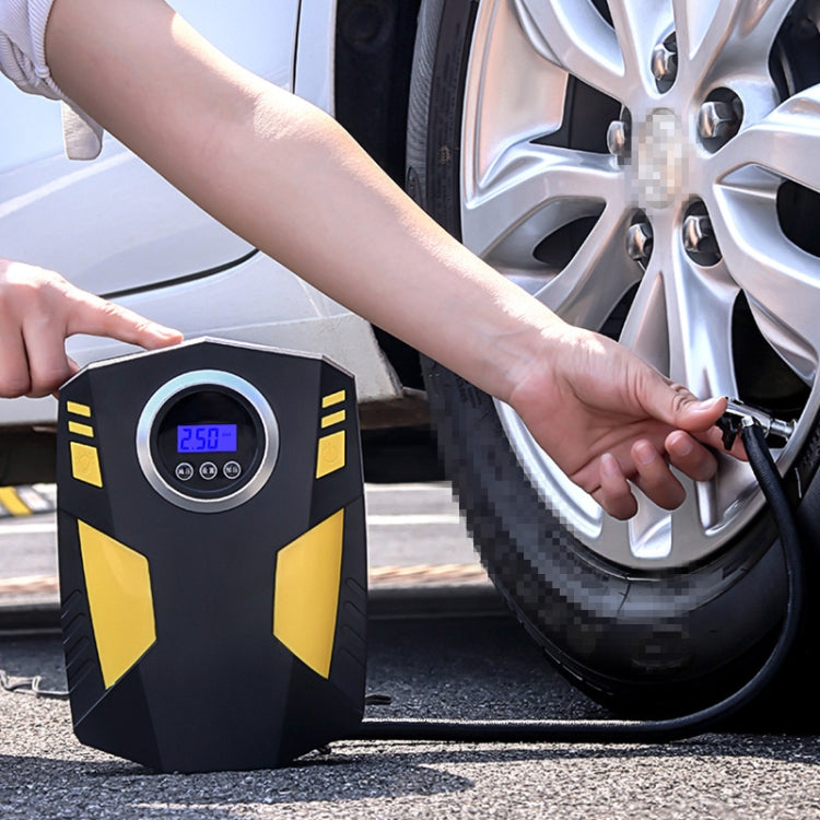Car 12V Portable Inflatable Cylinder Pedal Digital Display Air Pump with Light, Digital Display