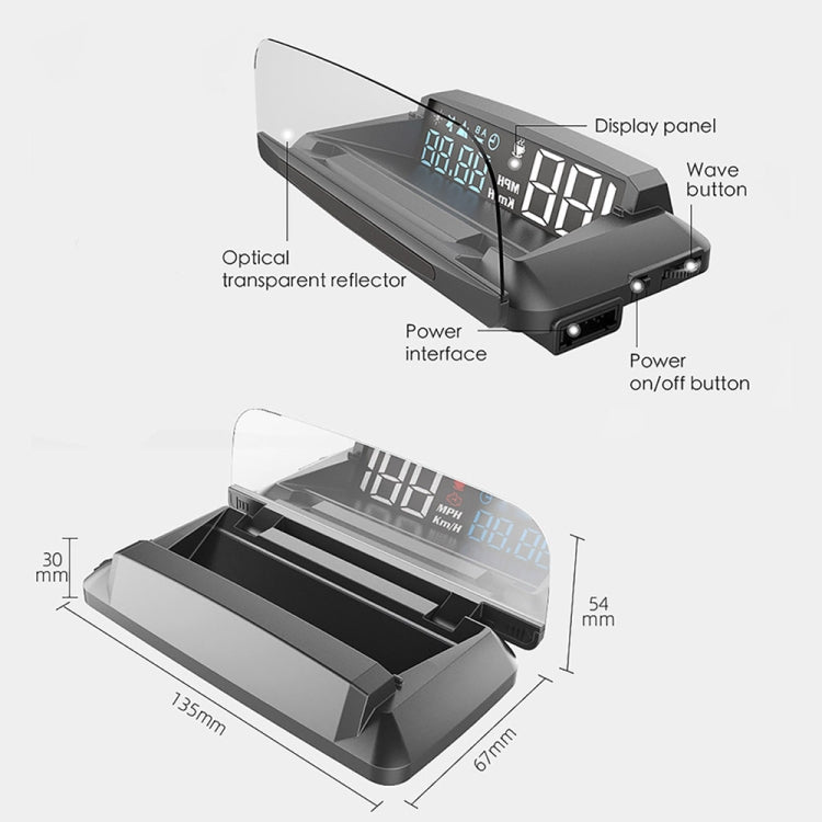H400G Car 3.5 inch GPS Mode HUD Head-up Display Support Speed / Time / Distance Display, H400G
