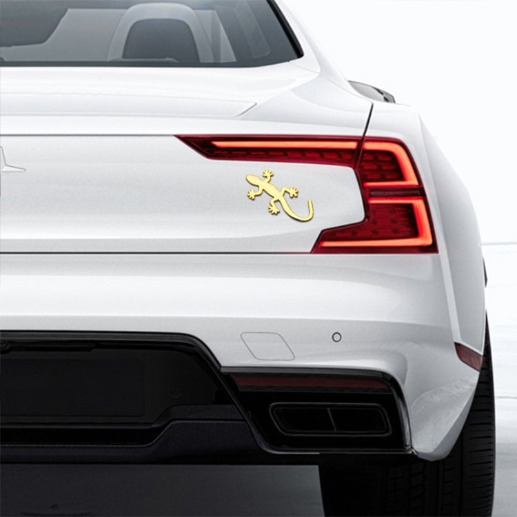 Gecko Shape Metal Car Luminous Decorative Sticker, Gold, Silver