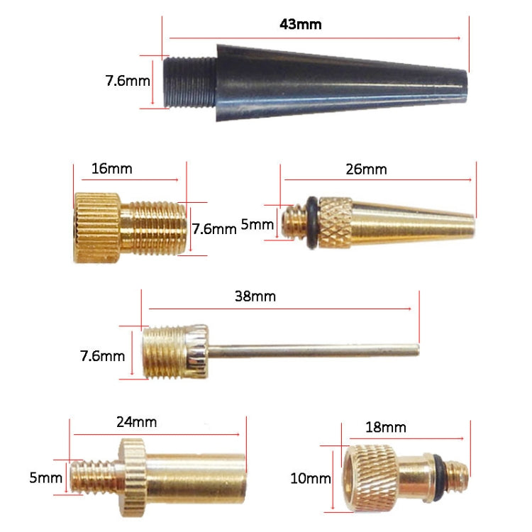 16 in 1 A Inflator Adapter French Mouth / US Mouth / UK Mouth Inflation Needle Adapter, 16 in 1 A