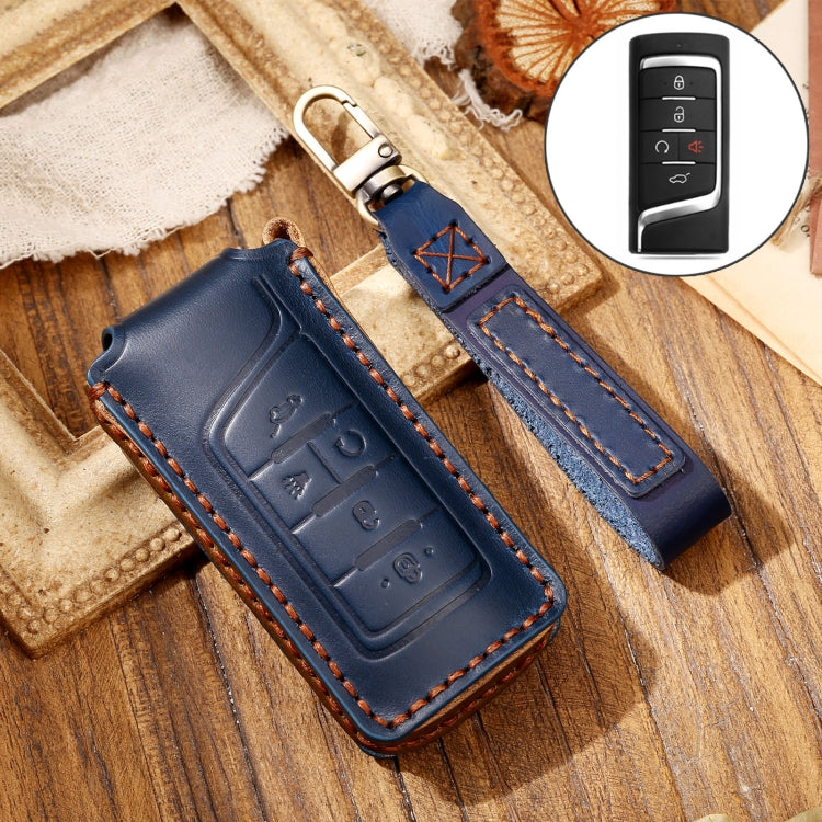 Hallmo Car Cowhide Leather Key Protective Cover Key Case for Trumpchi GS4 2021 B Style, For Trumpchi GS4 2021 B Style