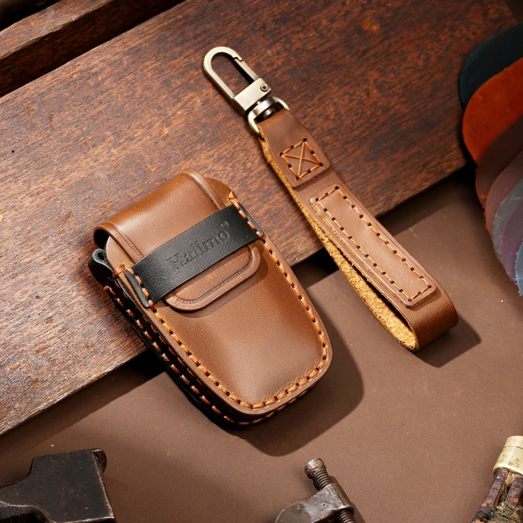 Hallmo Car Cowhide Leather Key Protective Cover Key Case for Toyota Corolla 2018 3-button, For Toyota Corolla 2018 3-button