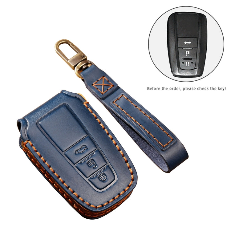 Hallmo Car Cowhide Leather Key Protective Cover Key Case for Toyota Corolla 2018 3-button, For Toyota Corolla 2018 3-button