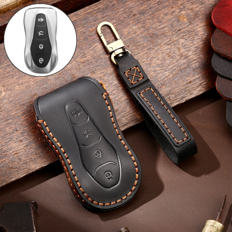 Hallmo Car Cowhide Leather Key Protective Cover Key Case for Geely Emgrand A Style, For Geely Emgrand A Style