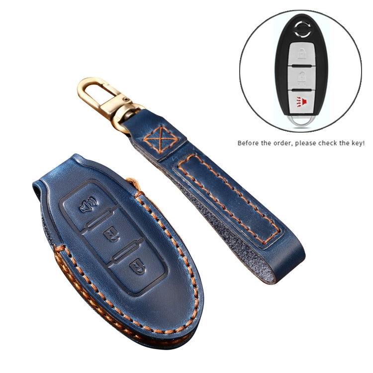 Hallmo Car Cowhide Leather Key Protective Cover Key Case for Nissan Sylphy 3-button Horn, For Nissan Sylphy 3-button Horn, Fr Nissan Sylphy 3-button Horn