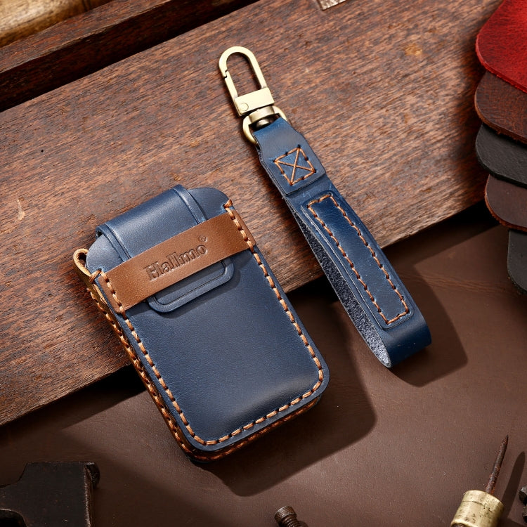 Hallmo Car Cowhide Leather Key Protective Cover Key Case for Volvo 6-button, For Volvo 6-button