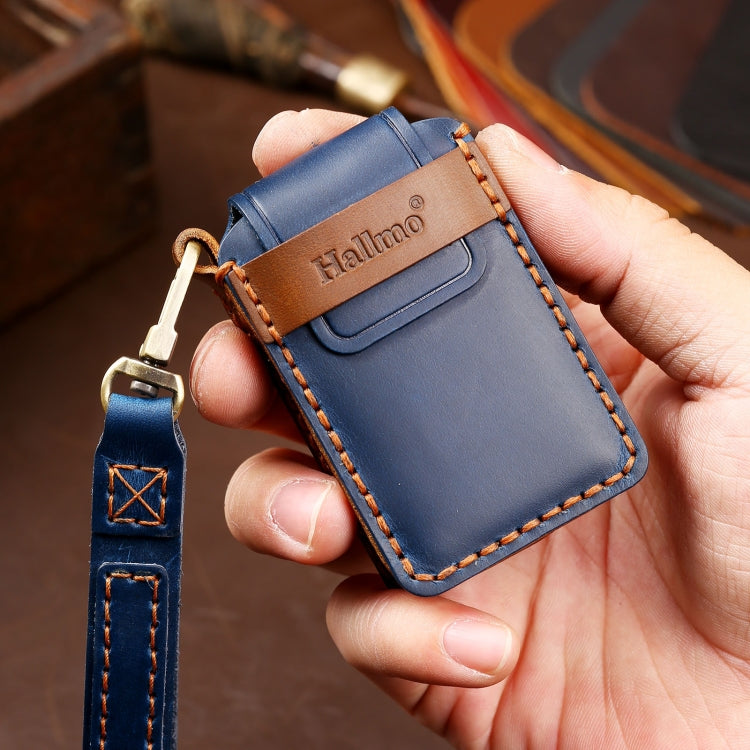 Hallmo Car Cowhide Leather Key Protective Cover Key Case for Volvo 6-button, For Volvo 6-button