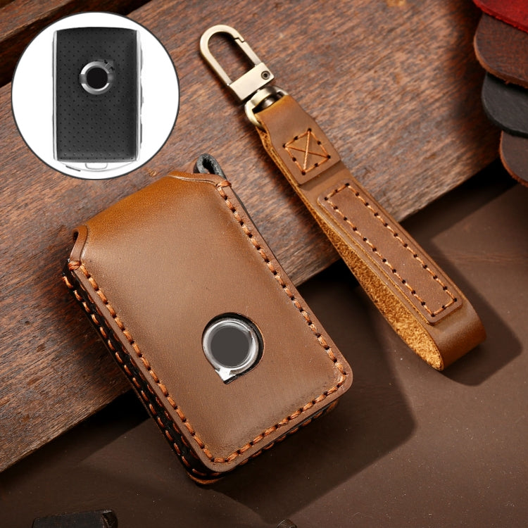 Hallmo Car Cowhide Leather Key Protective Cover Key Case for New Volvo, For New Volvo
