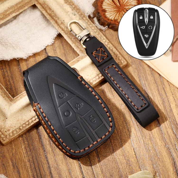 Hallmo Car Cowhide Leather Key Protective Cover Key Case for Changan CS75 Plus, For Changan CS75 Plus