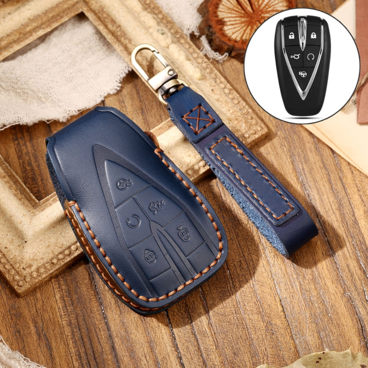 Hallmo Car Cowhide Leather Key Protective Cover Key Case for Changan CS75 Plus, For Changan CS75 Plus