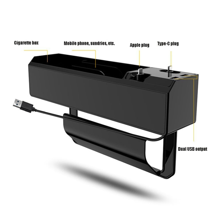 Micro USB + USB-C / Type-C + 8PIN Interface Car Multi-functional Cup Holder Seat Gap Side Storage Box, Micro USB + USB-C / Type-C + 8PIN