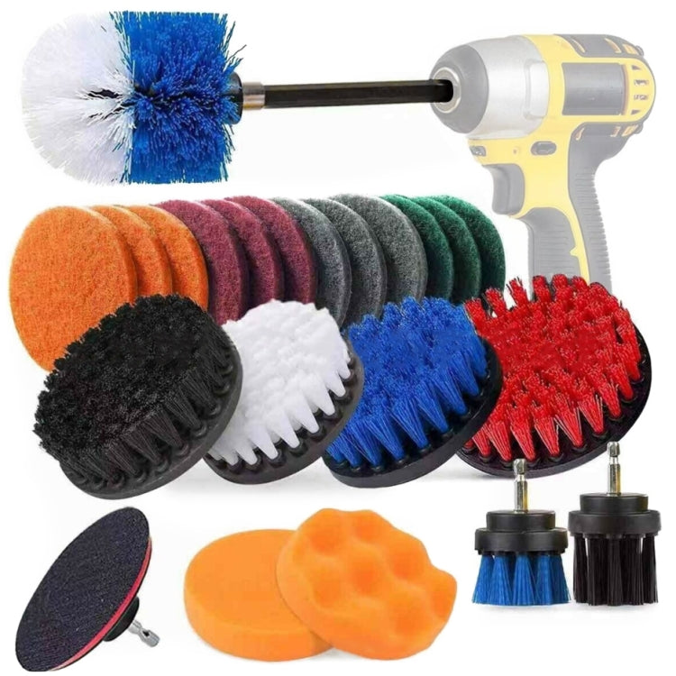 23 in 1 Floor Wall Window Glass Cleaning Descaling Electric Drill Brush Head Set, 23 in 1
