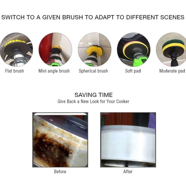 23 in 1 Floor Wall Window Glass Cleaning Descaling Electric Drill Brush Head Set, 23 in 1