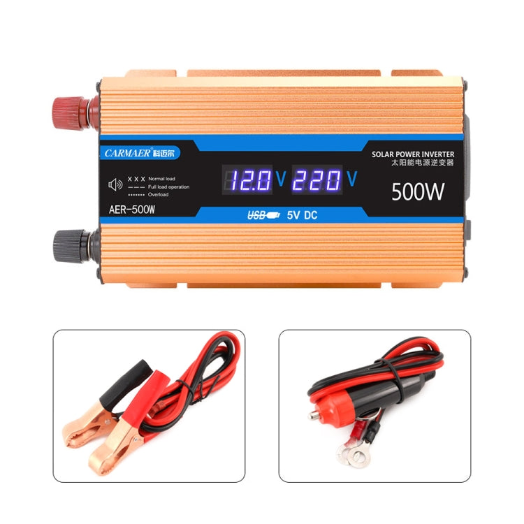 Carmaer 24V to 220V 500W Car Multi-function Double Digital Display Inverter Household Power Converter, 24V to 220V 500W