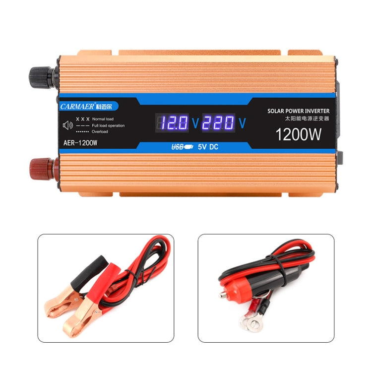 Carmaer 24V to 220V 1200W Car Multi-function Double Digital Display Inverter Household Power Converter