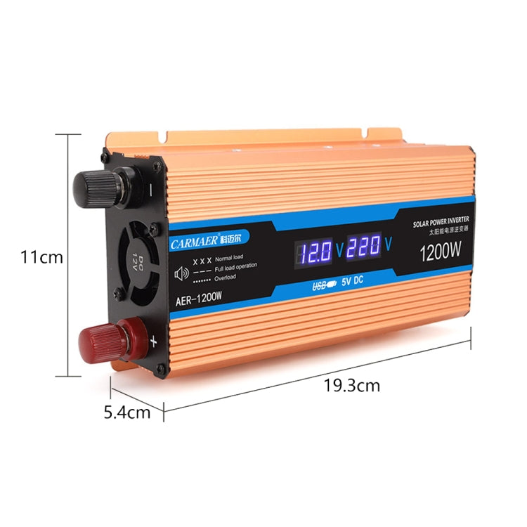 Carmaer 24V to 220V 1200W Car Multi-function Double Digital Display Inverter Household Power Converter