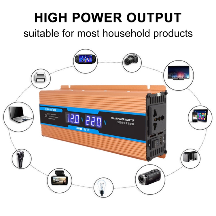 Carmaer 24V to 220V 1200W Car Multi-function Double Digital Display Inverter Household Power Converter