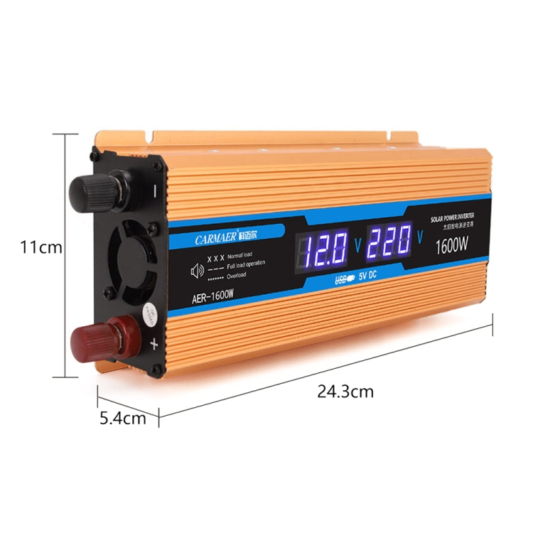 Carmaer 48V to 220V 1600W Car Multi-function Double Digital Display Inverter Household Power Converter