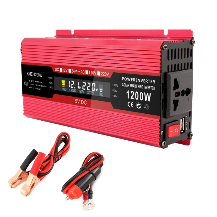 Carmaer US Plug 12V to 110V 1200W Car LCD Display Inverter Household Power Converter, US Plug 12V to 110V 1200W